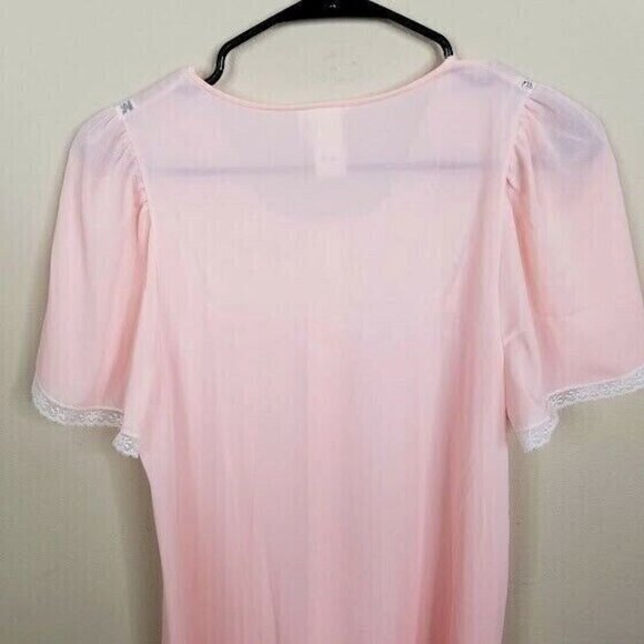 Vintage Embroidered Robe Housecoat Size Small Scalloped Neckline Button Front - Picture 7 of 7